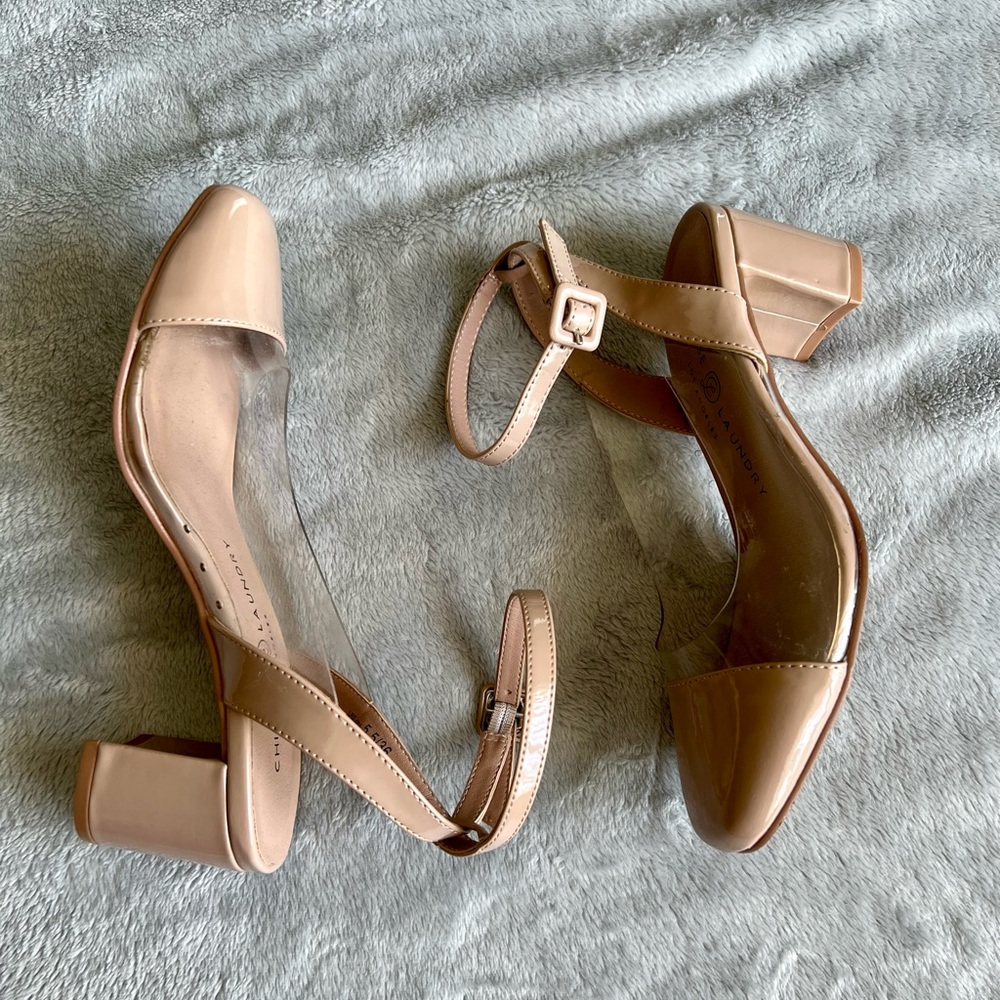 CHINESE LAUNDRY Patent Nude Clear Mini Heels